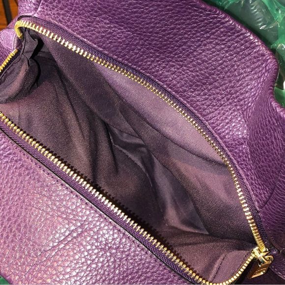COACH Madison Phoebe Tumbled Purple Leather Purple Lining 3 Section Shoulder Bag - Picture 15 of 16